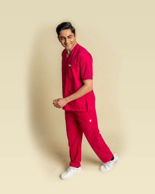 Unichoice Men's V-Neck (Hot Pink) New Gen Scrub