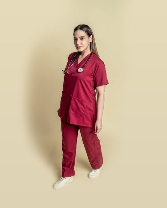 Unichoice Women's V-Neck (Wine) New Gen Scrub