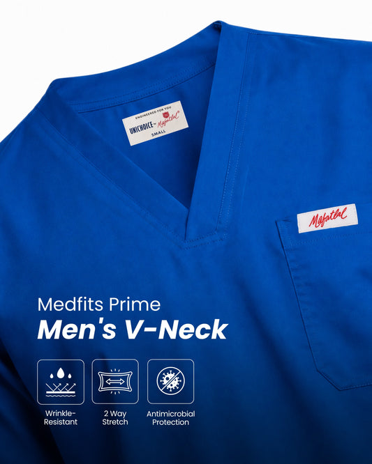 Medfits Prime Men's V-Neck (Royal Blue) New Gen Scrub