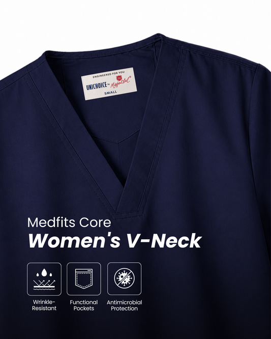 Medfits Core Women's V-Neck (Marine Blue) New Gen Scrub