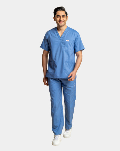 Medfits Prime Men's V-Neck (Ceil Blue) New Gen Scrub