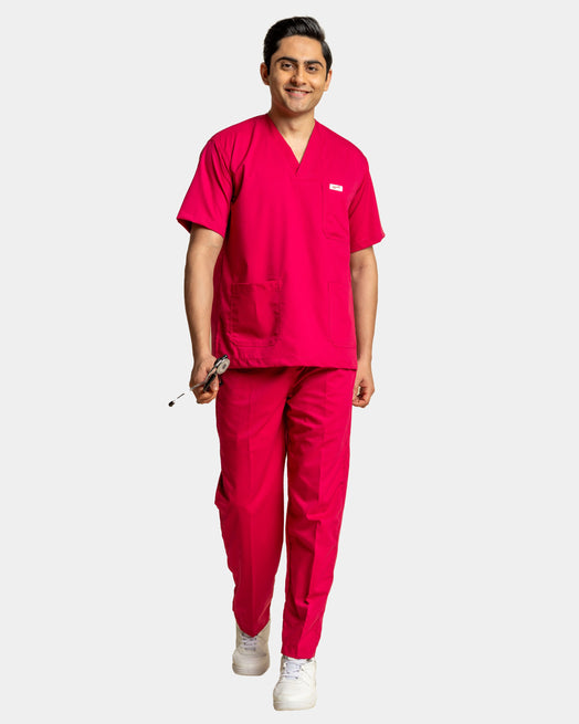 Unichoice Men's V-Neck (Hot Pink) New Gen Scrub