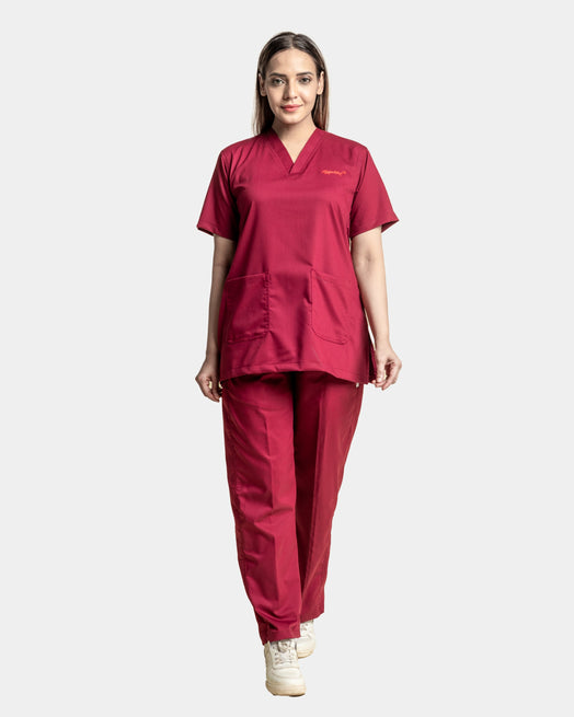 Unichoice Women's V-Neck (Wine) New Gen Scrub
