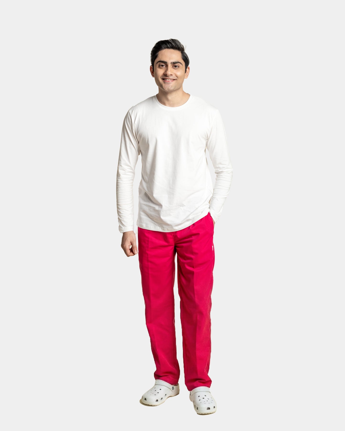 Men Under Scrub White Shirt - Long Sleeve