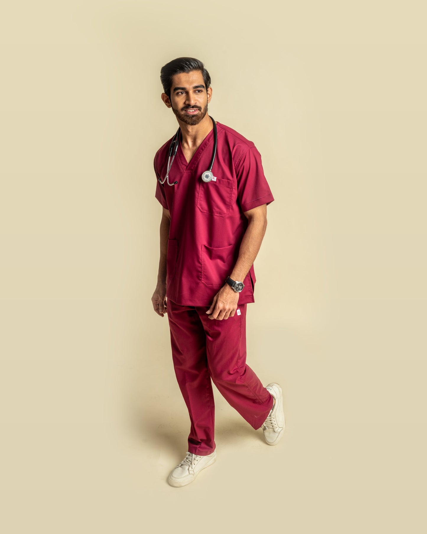 Unichoice Men's V-Neck (Wine) New Gen Scrub