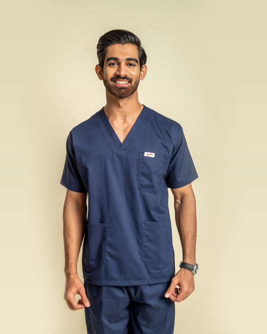Medfits Prime Men's V-Neck (Navy Blue) New Gen Scrub