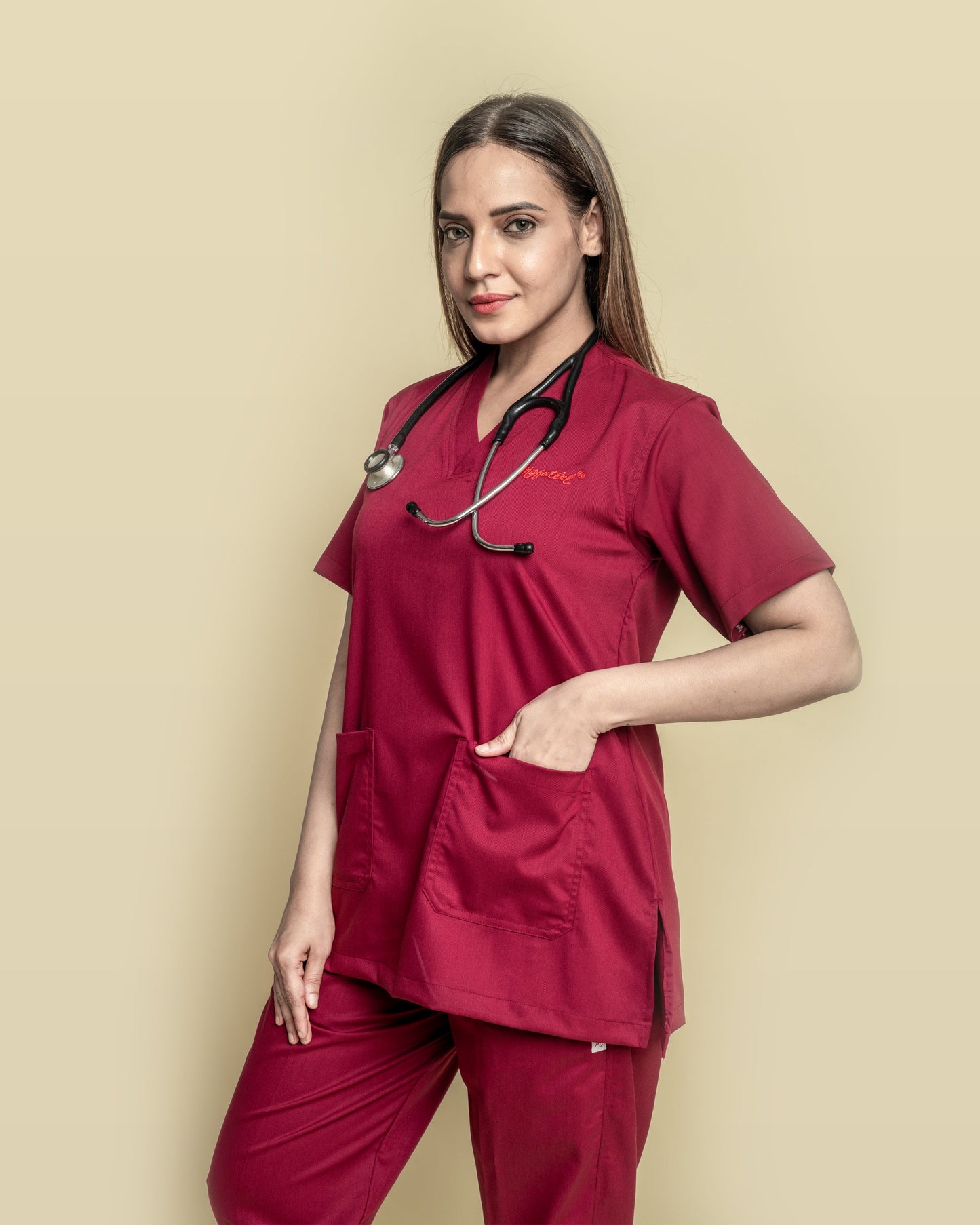 Unichoice Women's V-Neck (Wine) New Gen Scrub