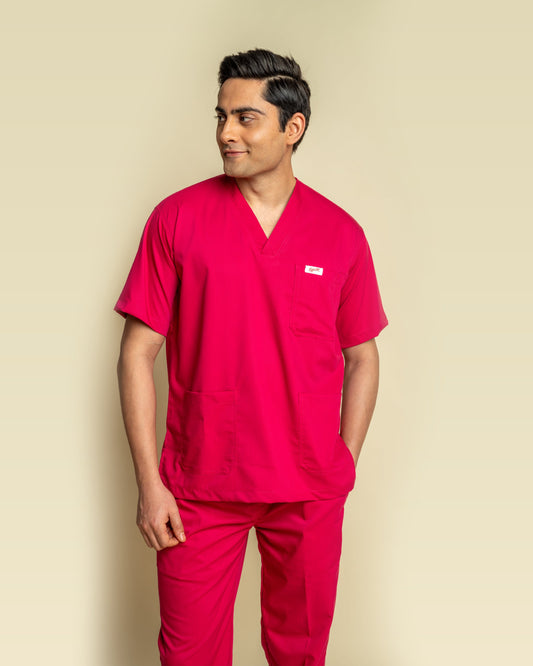 Medfits Prime Men's V-Neck (Hot Pink) New Gen Scrub