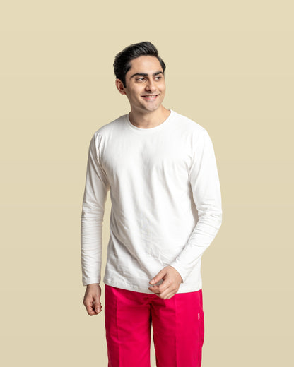 Men Under Scrub White Shirt - Long Sleeve