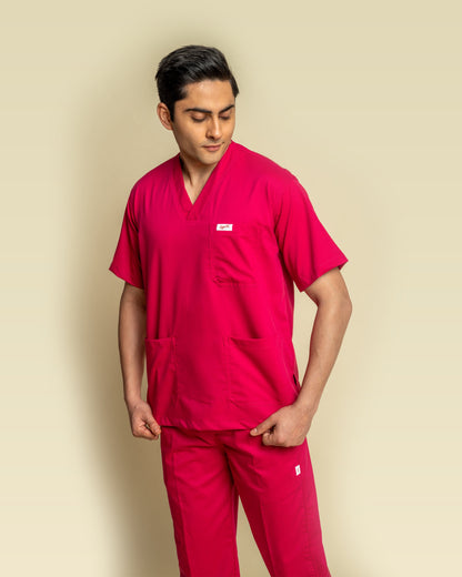 Unichoice Men's V-Neck (Hot Pink) New Gen Scrub