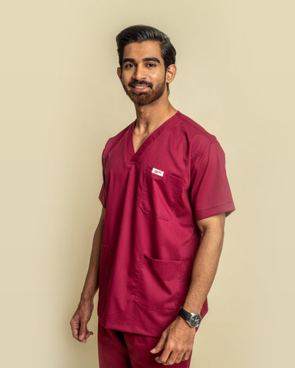Unichoice Men's V-Neck (Wine) New Gen Scrub