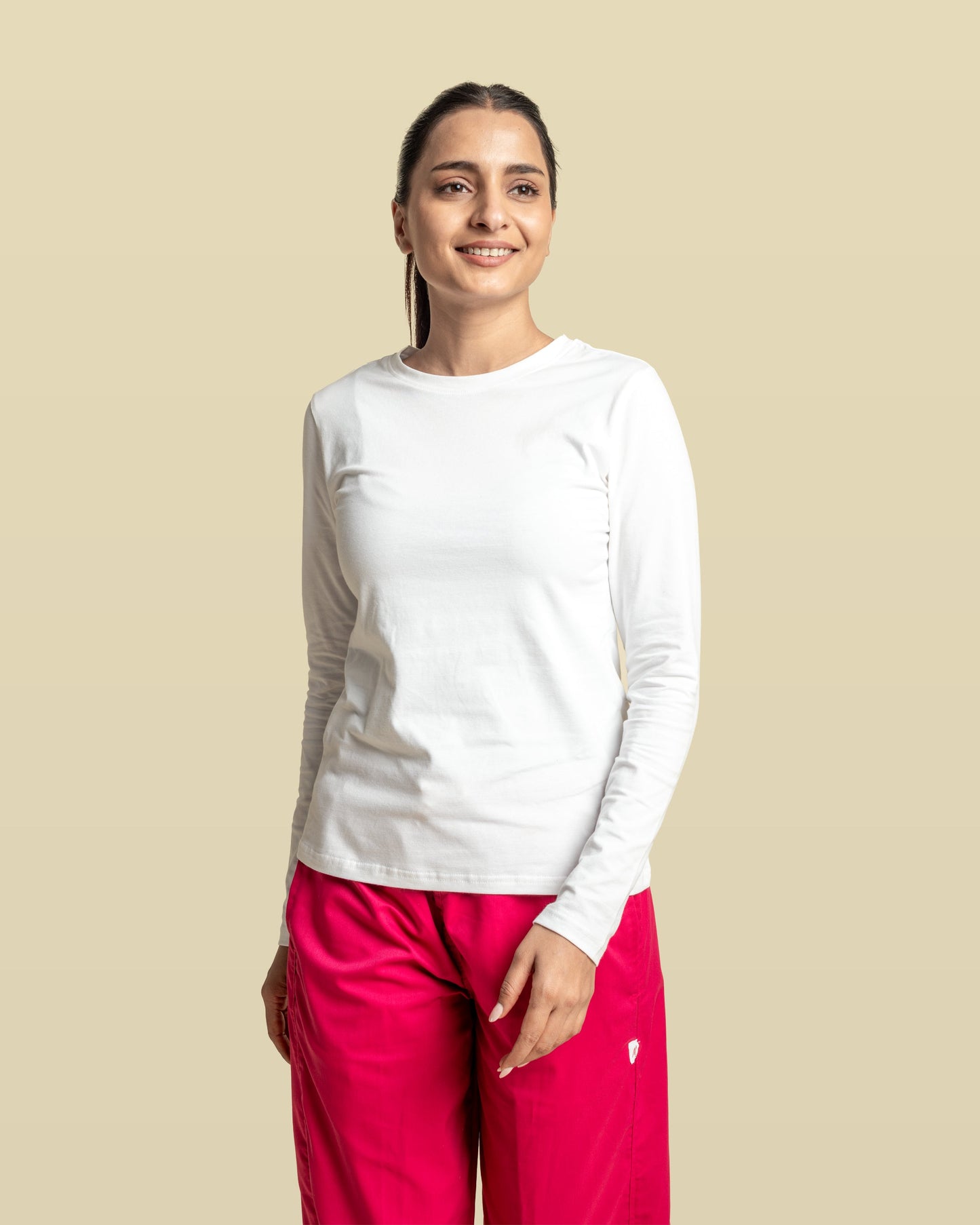 Women Under Scrub White Shirt - Long Sleeve