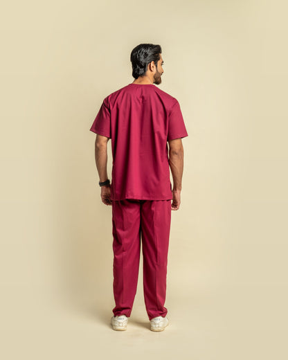 Unichoice Men's V-Neck (Wine) New Gen Scrub
