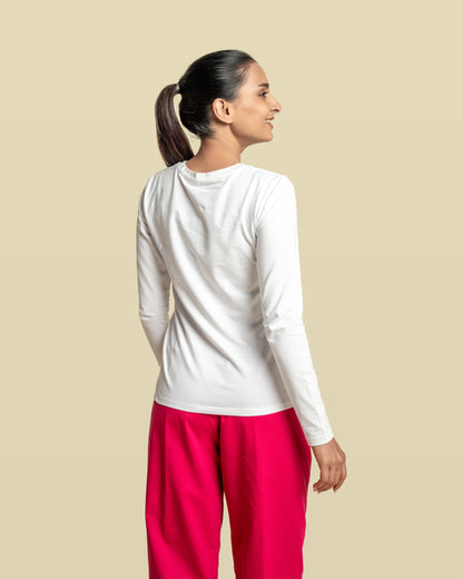 Women Under Scrub White Shirt - Long Sleeve