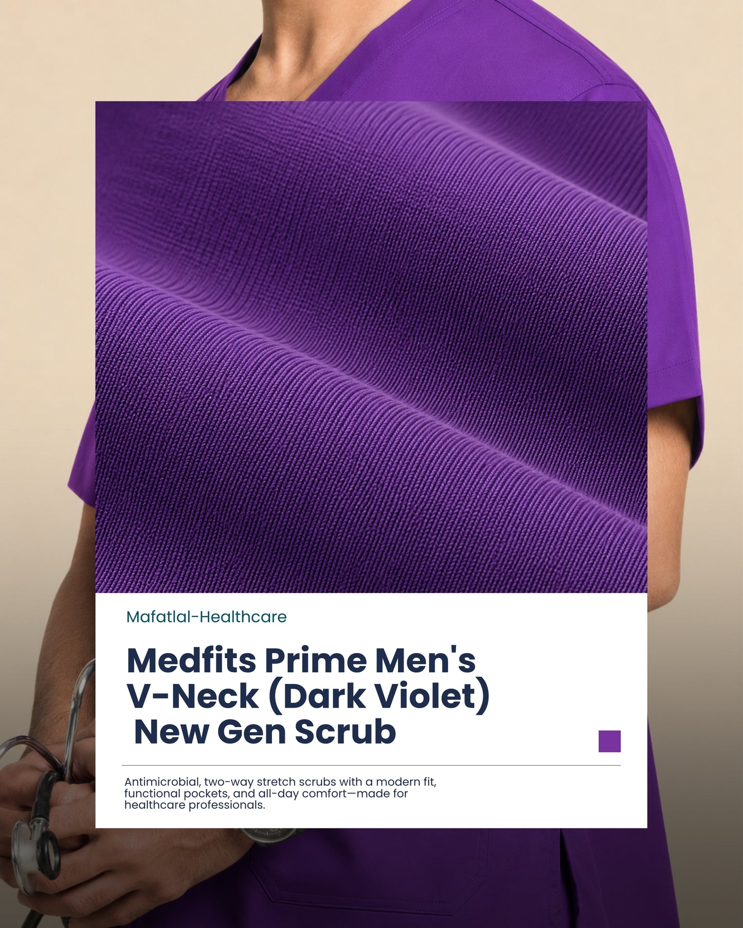 Medfits Prime Men's V-Neck (Dark Violet) New Gen Scrub