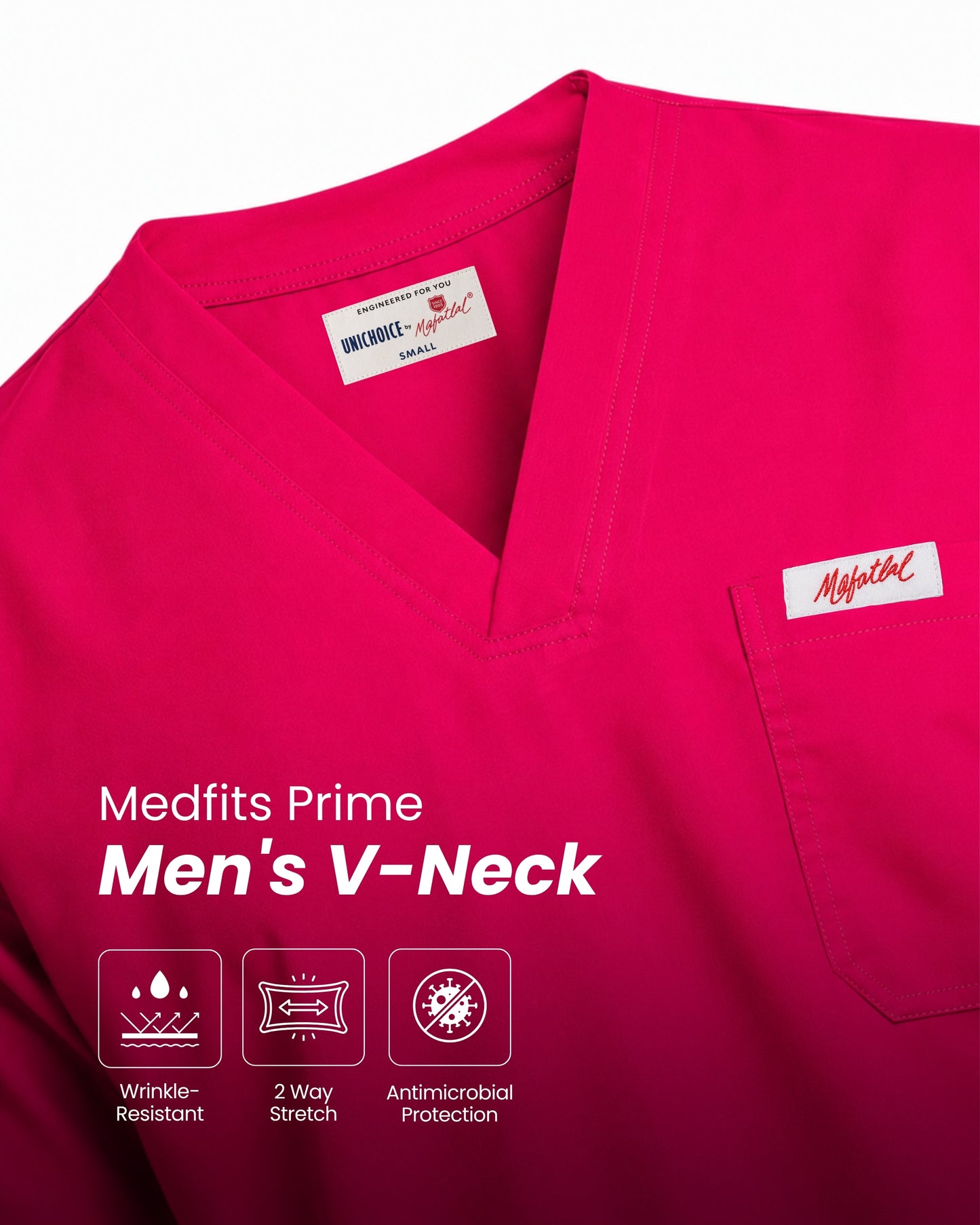 Medfits Prime Men's V-Neck (Hot Pink) New Gen Scrub
