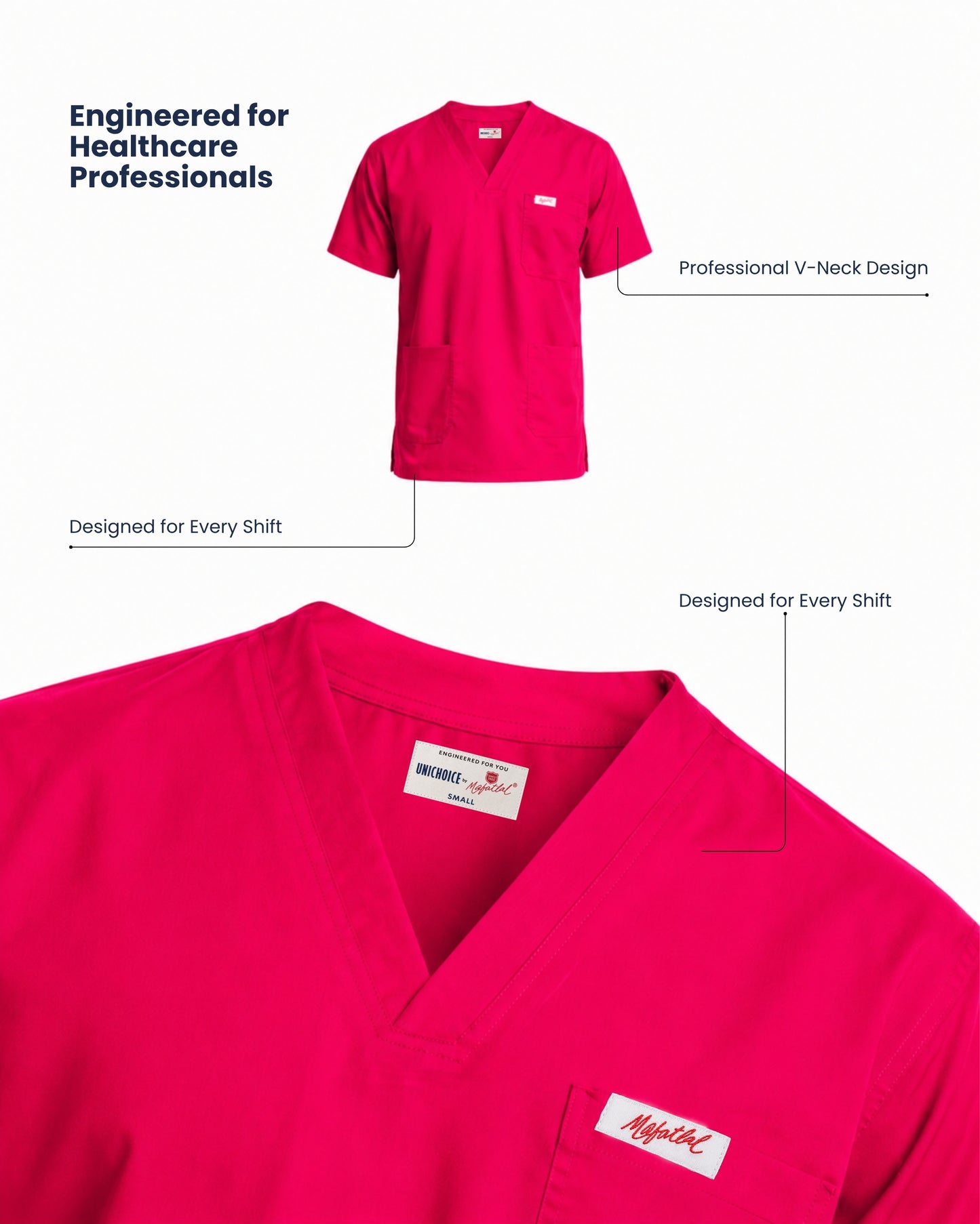 Medfits Prime Men's V-Neck (Hot Pink) New Gen Scrub