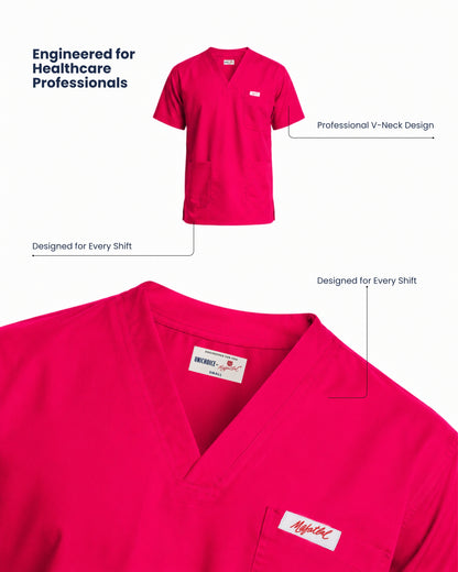 Medfits Prime Men's V-Neck (Hot Pink) New Gen Scrub