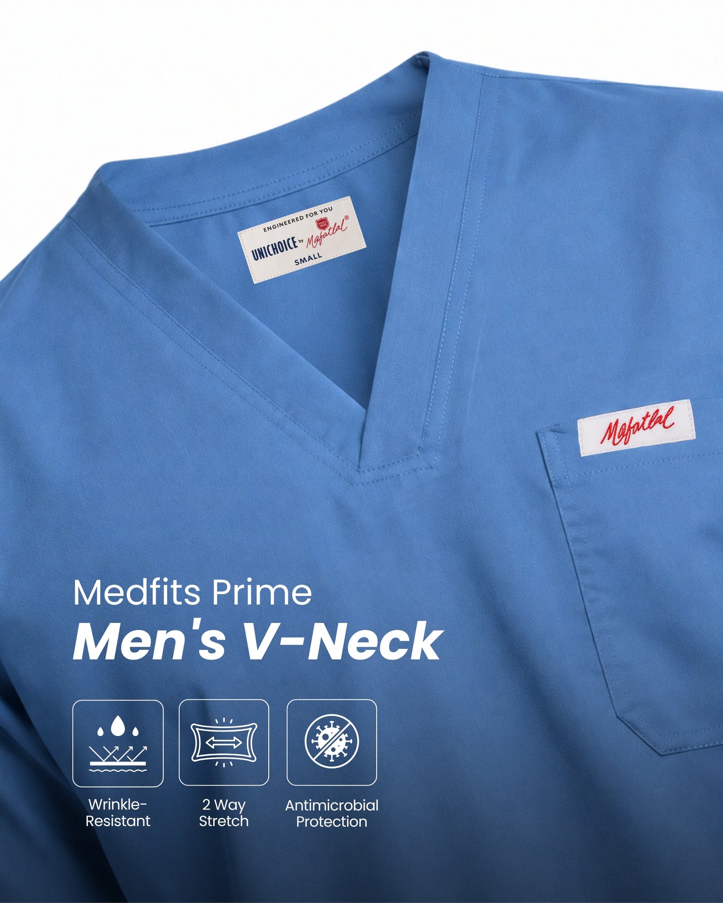 Medfits Prime Men's V-Neck (Ceil Blue) New Gen Scrub