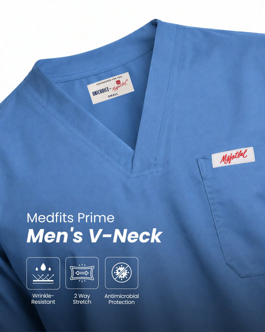 Medfits Prime Men's V-Neck (Ceil Blue) New Gen Scrub