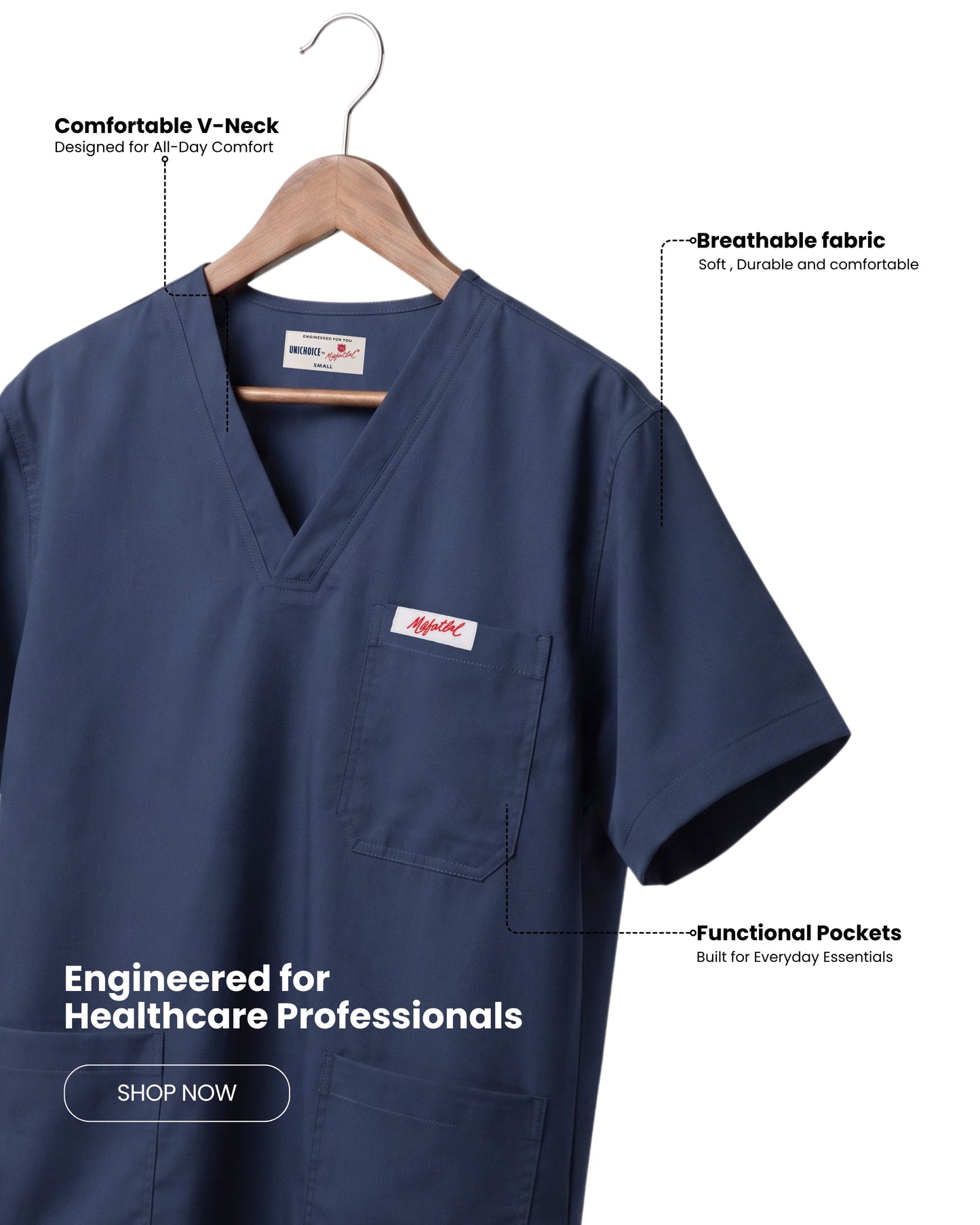 Medfits Prime Men's V-Neck (Navy Blue) New Gen Scrub