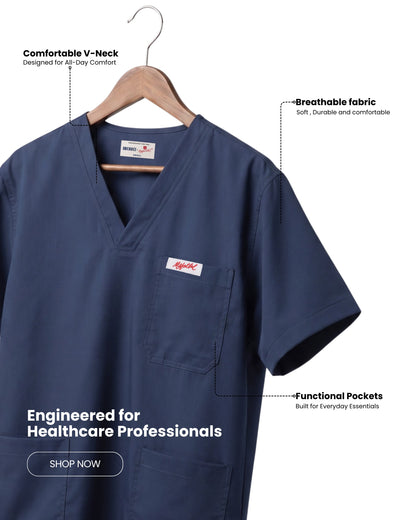 Medfits Prime Men's V-Neck (Navy Blue) New Gen Scrub