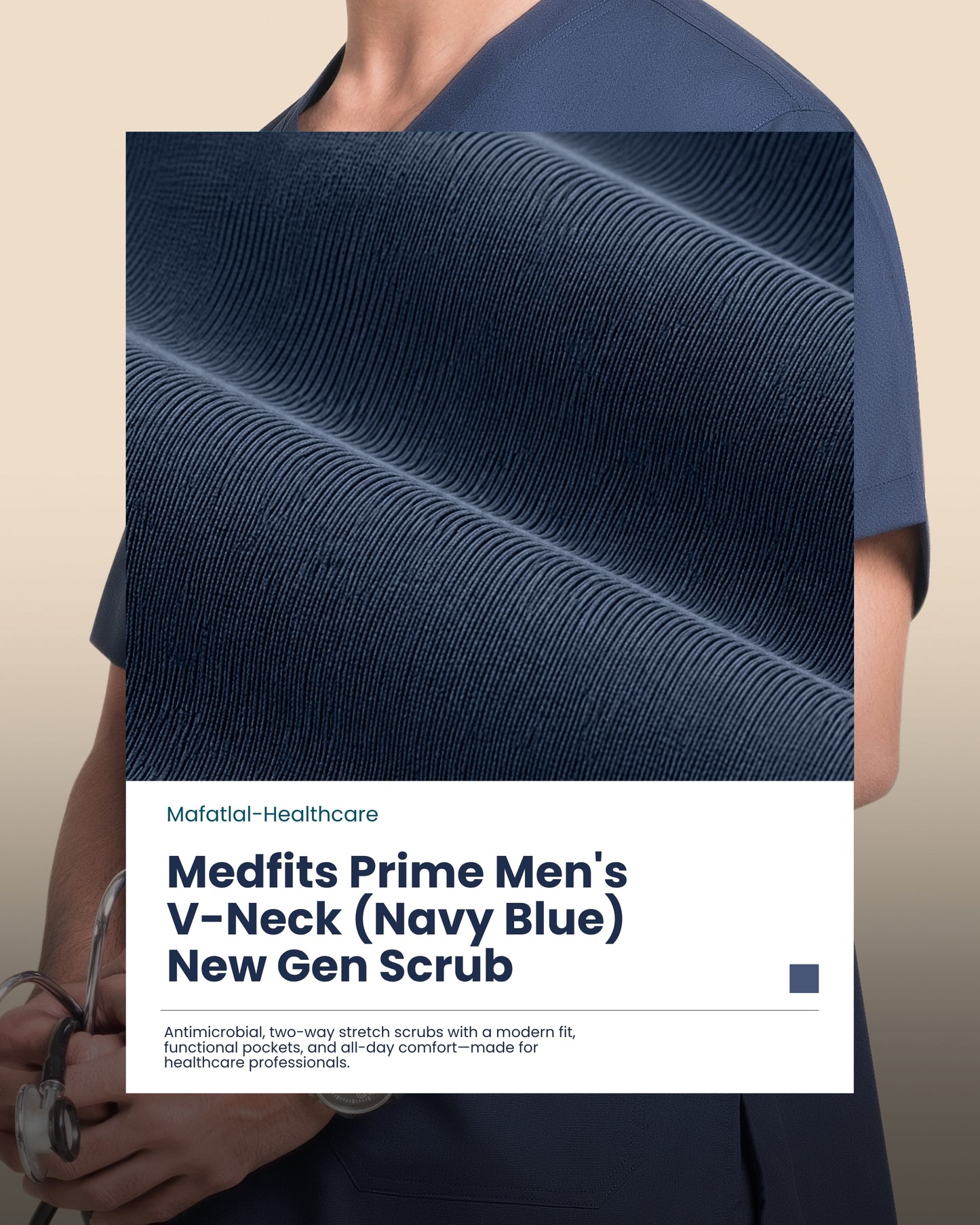 Medfits Prime Men's V-Neck (Navy Blue) New Gen Scrub