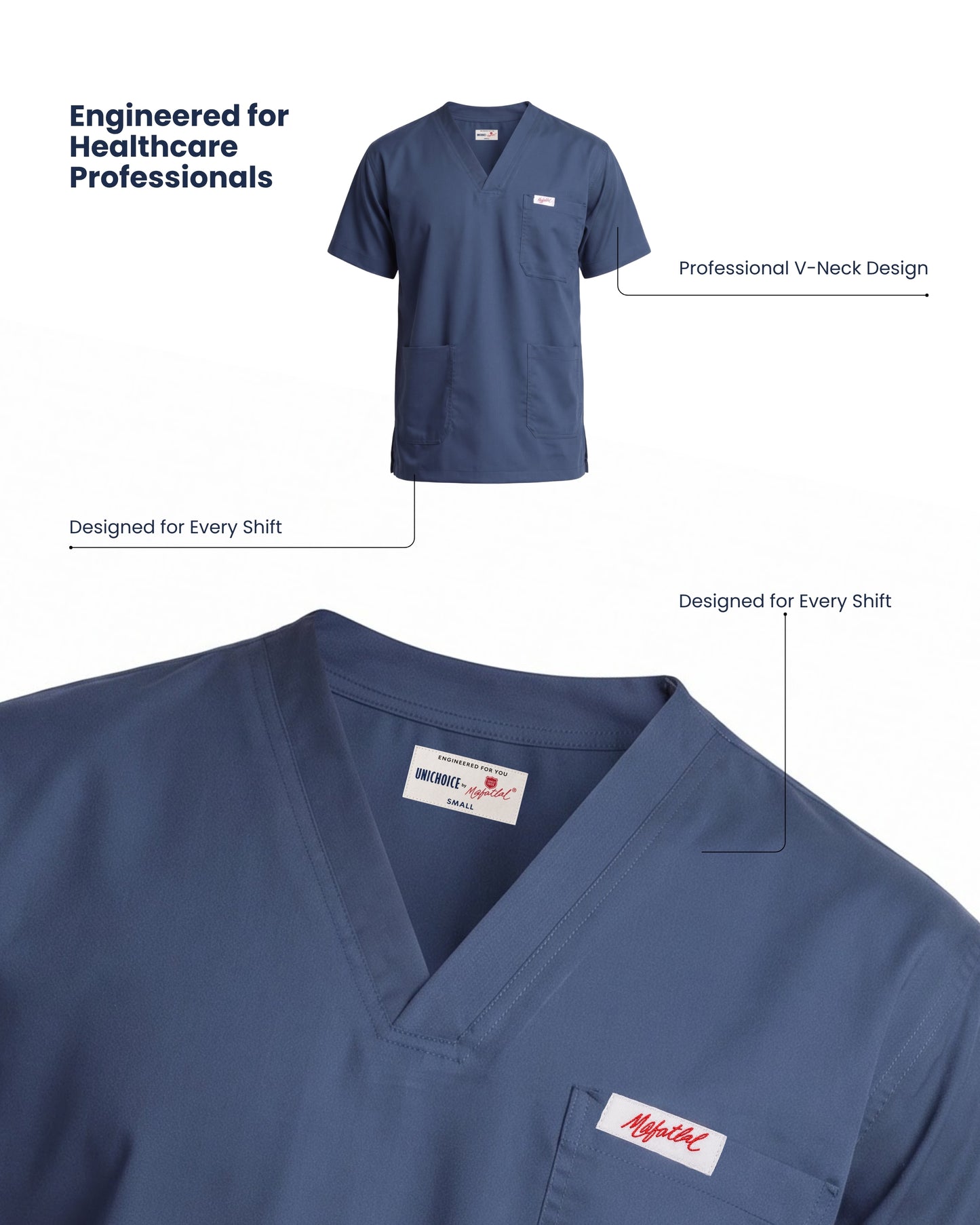 Medfits Prime Men's V-Neck (Navy Blue) New Gen Scrub