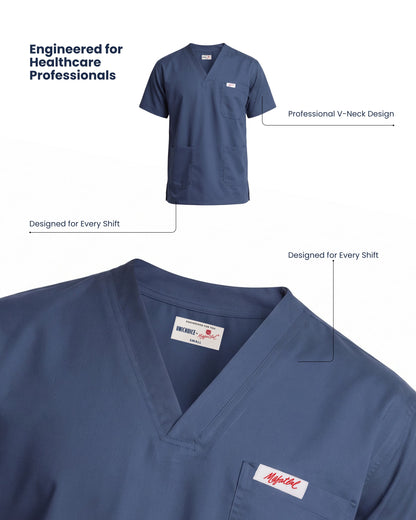 Medfits Prime Men's V-Neck (Navy Blue) New Gen Scrub