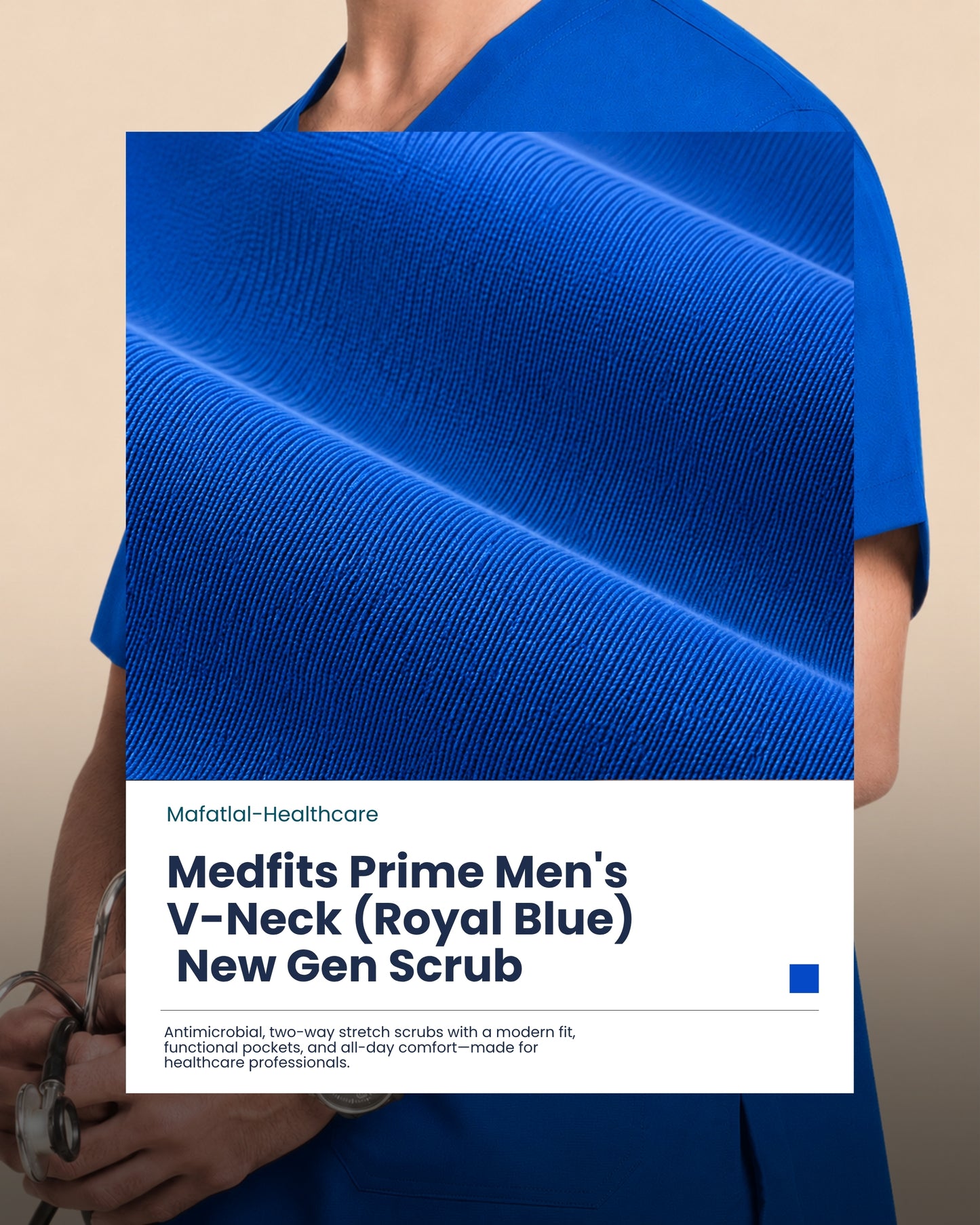 Medfits Prime Men's V-Neck (Royal Blue) New Gen Scrub