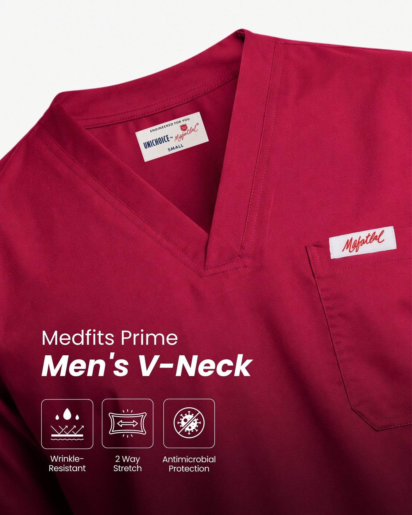 Medfits Prime Men's V-Neck (Wine) New Gen Scrub
