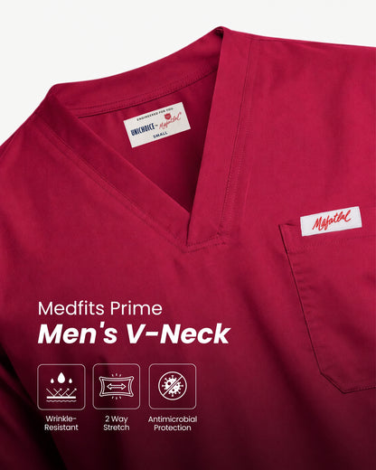 Medfits Prime Men's V-Neck (Wine) New Gen Scrub