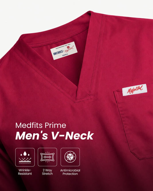 Medfits Prime Men's V-Neck (Wine) New Gen Scrub