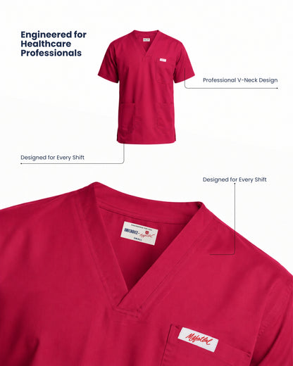 Medfits Prime Men's V-Neck (Wine) New Gen Scrub