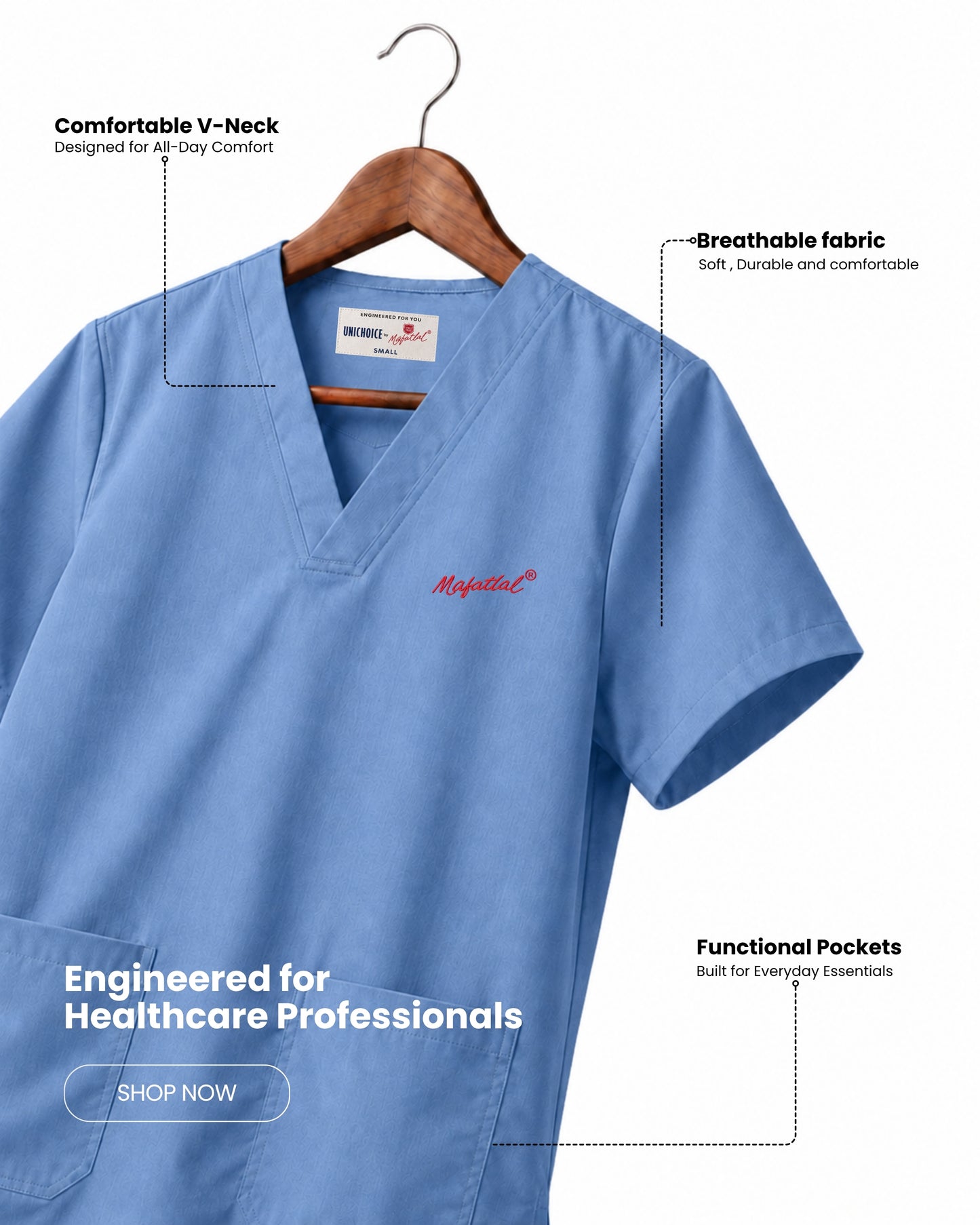 Medfits Prime Women's V-Neck (Ceil Blue) New Gen Scrub