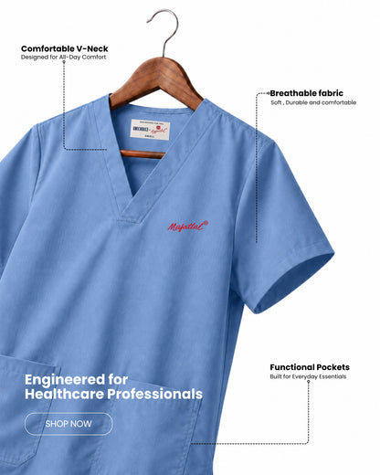 Medfits Prime Women's V-Neck (Ceil Blue) New Gen Scrub