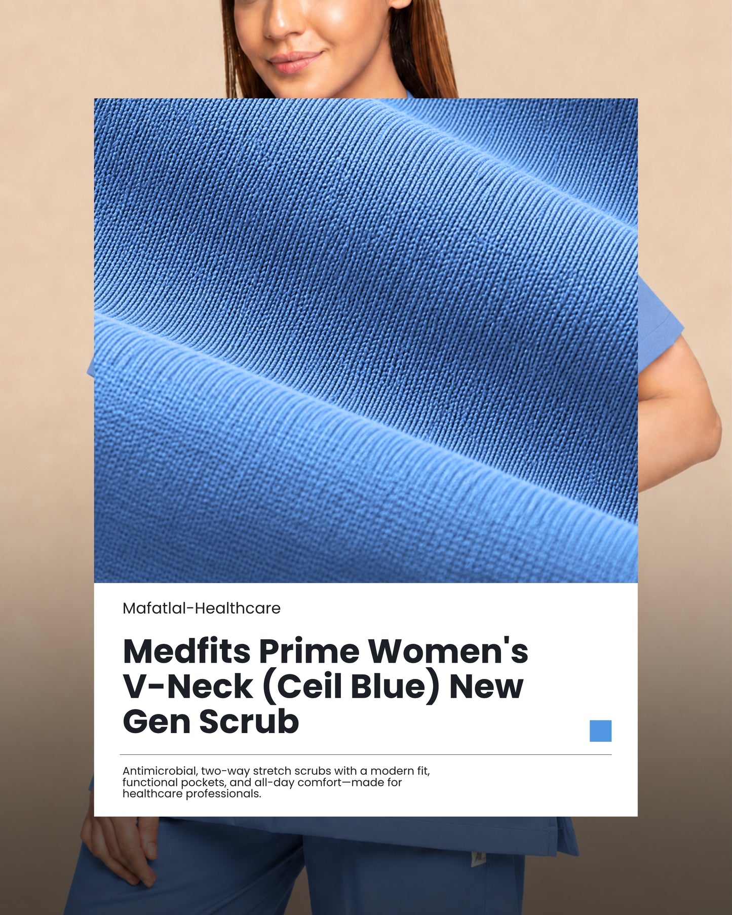Medfits Prime Women's V-Neck (Ceil Blue) New Gen Scrub