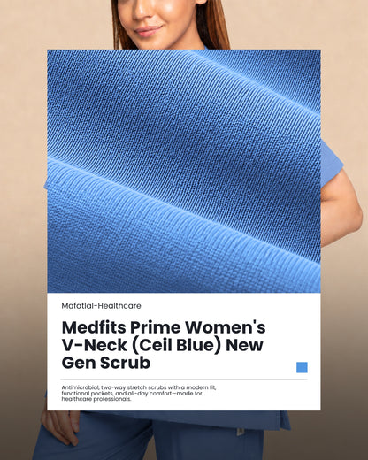 Medfits Prime Women's V-Neck (Ceil Blue) New Gen Scrub
