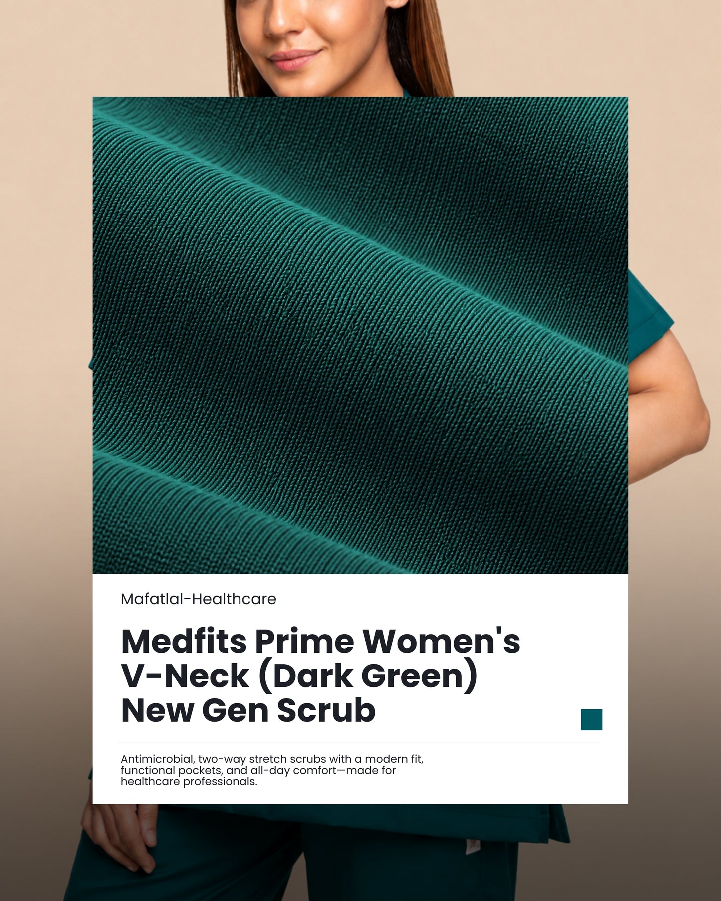 Medfits Prime Women's V-Neck (Dark Green) New Gen Scrub