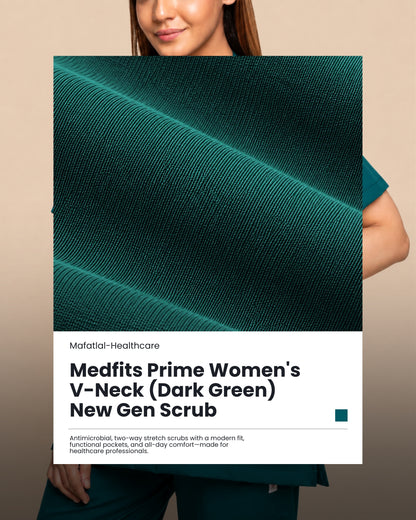 Medfits Prime Women's V-Neck (Dark Green) New Gen Scrub