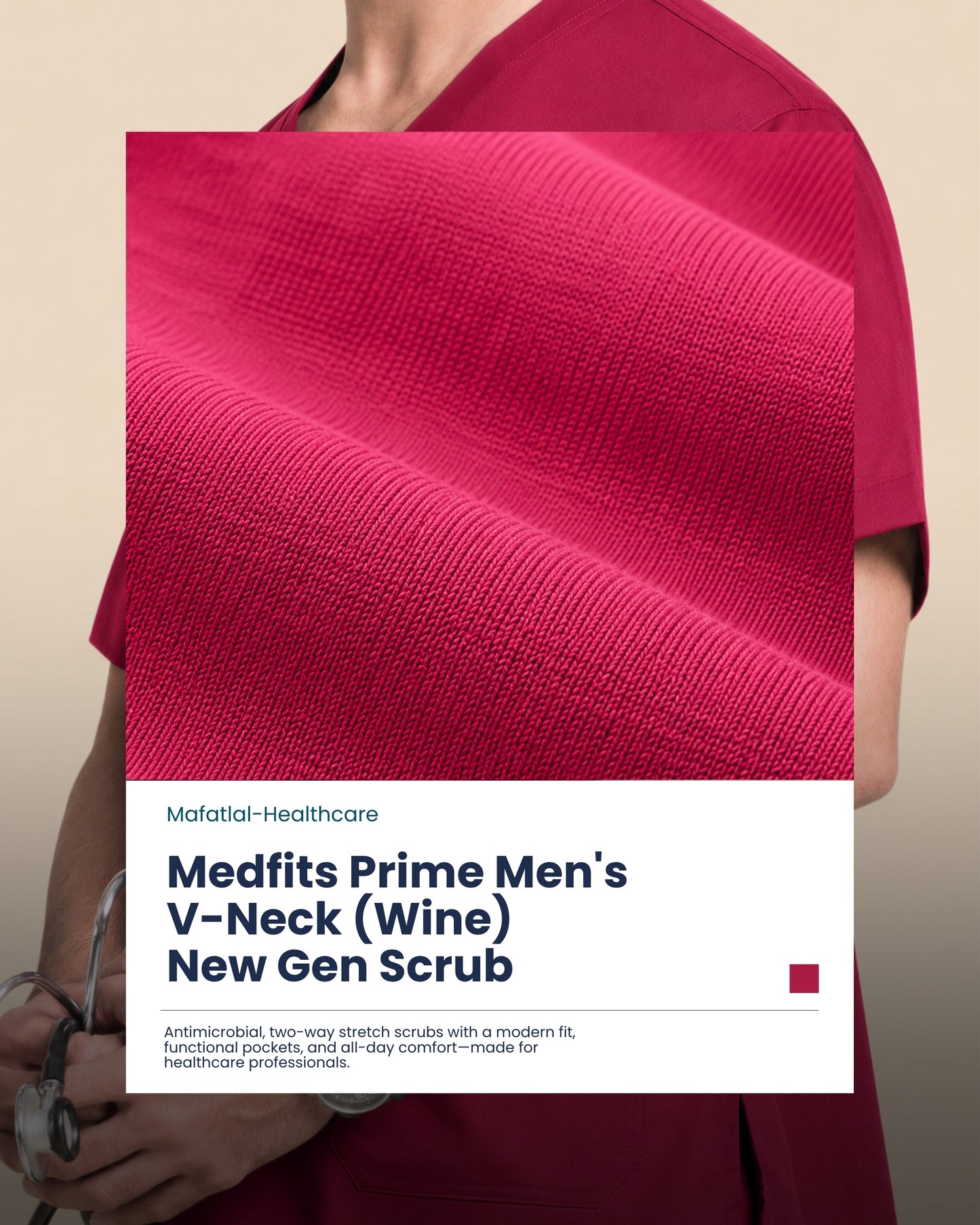 Medfits Prime Men's V-Neck (Wine) New Gen Scrub