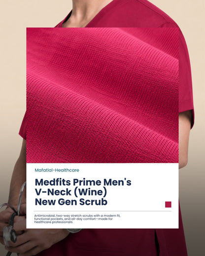 Medfits Prime Men's V-Neck (Wine) New Gen Scrub