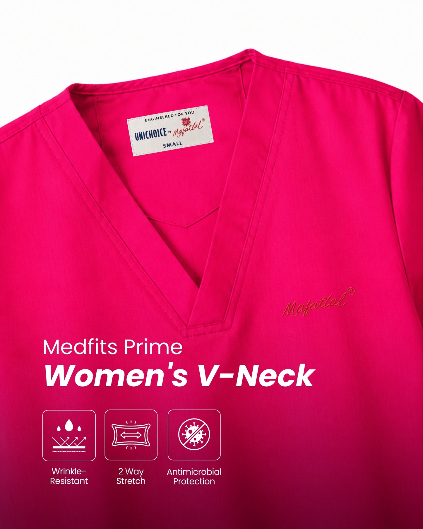 Medfits Prime Women's V-Neck (Hot Pink) New Gen Scrub