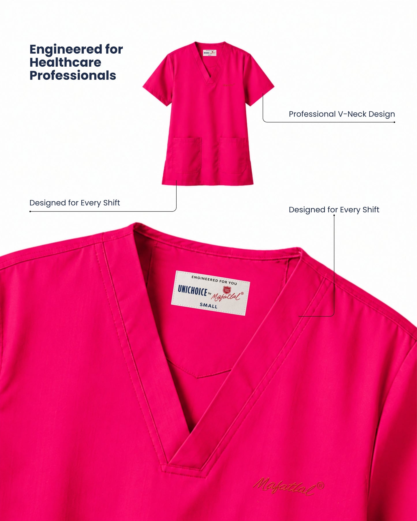 Medfits Prime Women's V-Neck (Hot Pink) New Gen Scrub