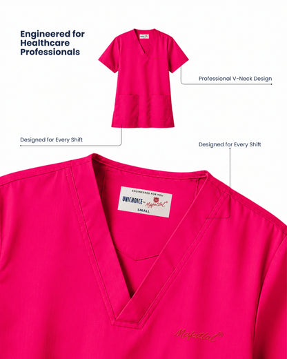 Medfits Prime Women's V-Neck (Hot Pink) New Gen Scrub
