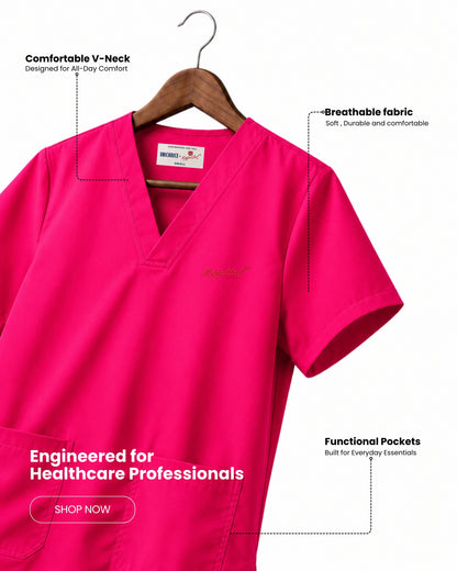 Medfits Prime Women's V-Neck (Hot Pink) New Gen Scrub