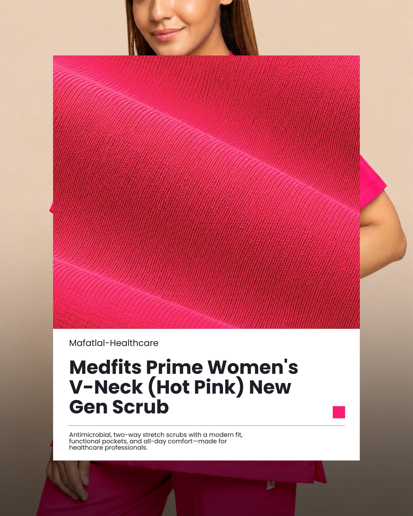 Medfits Prime Women's V-Neck (Hot Pink) New Gen Scrub