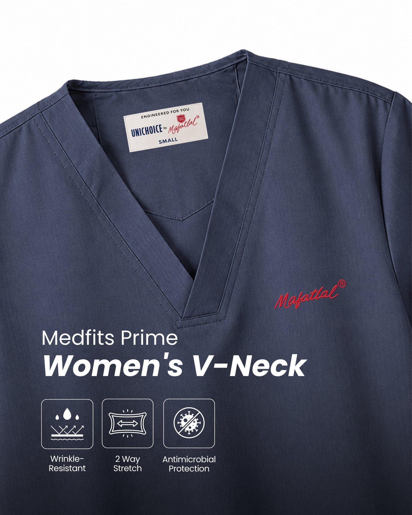 Medfits Prime Women's V-Neck (Navy Blue) New Gen Scrub