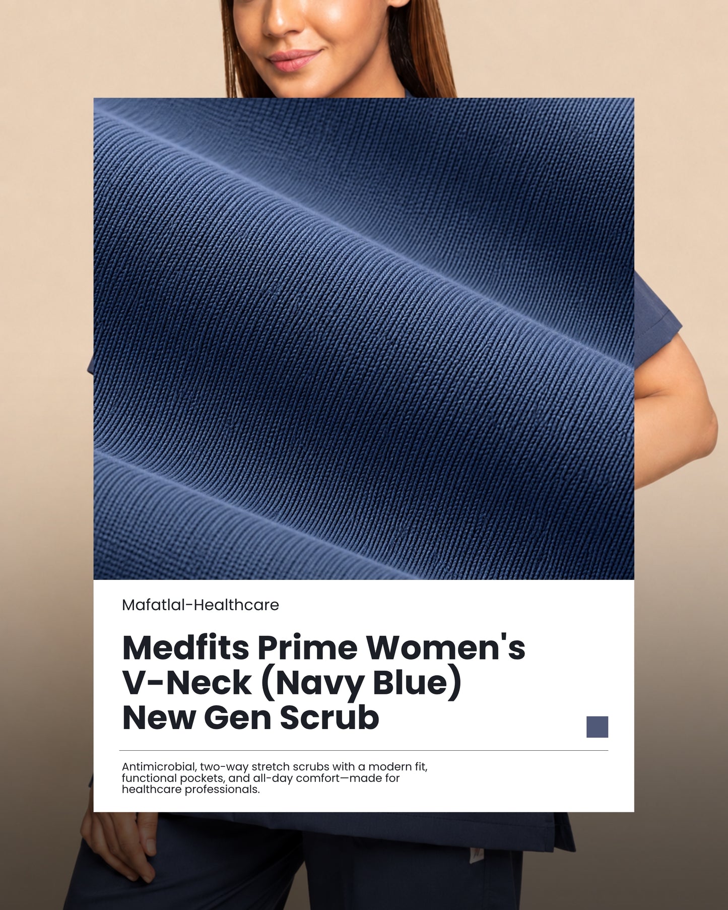 Medfits Prime Women's V-Neck (Navy Blue) New Gen Scrub