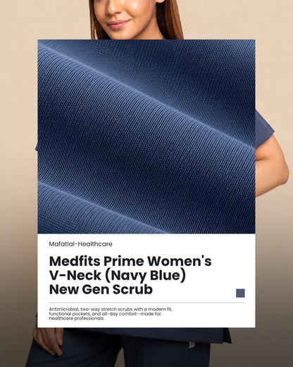 Medfits Prime Women's V-Neck (Navy Blue) New Gen Scrub